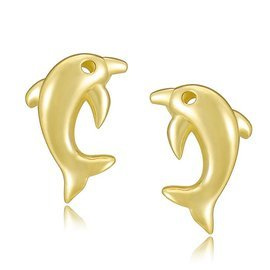 Srebrne Kolczyki Złote Delfinki