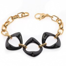 Bransoletka Czarna Ceramika Złota Stal Szlachetna