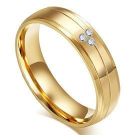 Złota Obrączka ze Stali z Diamentowymi Kamieniami