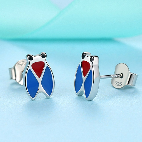 Srebrne Kolczyki Niebieska Sowa