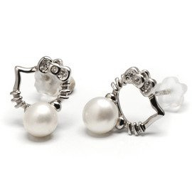 Kolczyki Srebrne w kształcie Kotka z Perłą