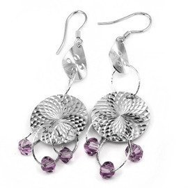 Srebrne Kolczyki z Fioletowymi Cyrkoniami