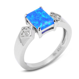 Srebrny Pierścionek z Opalem i Cyrkoniami