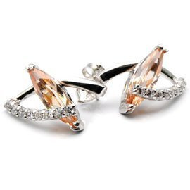 Kolczyki Srebrne z Pomarańczowymi Kamieniami