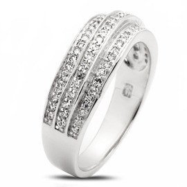 Obrączka Srebrna Wysadzana Brylantowymi Cyrkoniami