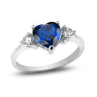 Srebrny Pierścionek Serduszko z Szafirową Cyrkonią