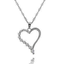 Srebrna Zawieszka Serce Wysadzane Cyrkoniami