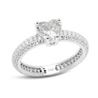 Pierścionek Srebrny Serce Wysadzane Cyrkoniami