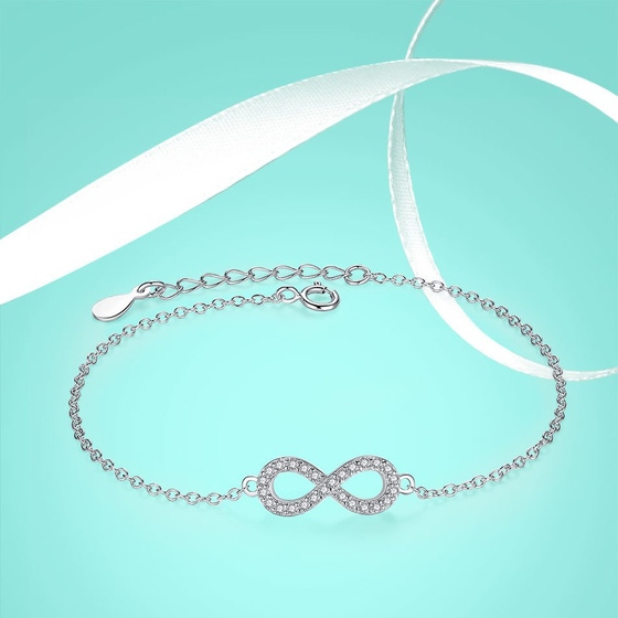Bransoletka Srebrna Nieskończoność z Cyrkoniami