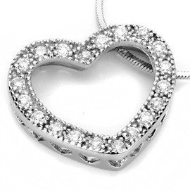 Zawieszka Srebrna Serce z Białymi Cyrkoniami