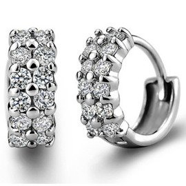 Srebrne Kolczyki Wysadzane Białymi Cyrkoniami