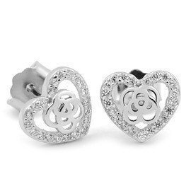 Srebrne Kolczyki Serduszka z Cyrkoniami