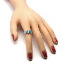 Pierścionek Srebrny Błękitne Trzy Serca