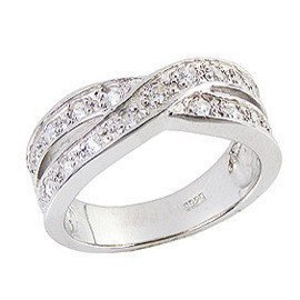 Pierścionek Srebrny Obrączka z Białymi Cyrkoniami