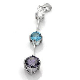 Srebrna Zawieszka Kolorowa Cyrkonie