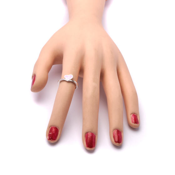 Srebrny Pierścionek Serce z Różowym Opalem