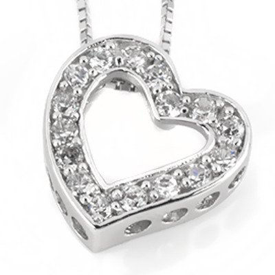 Srebrna Zawieszka Serce Białe Cyrkonie