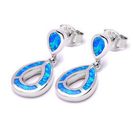 Srebrne Kolczyki z Niebieskim Opalem