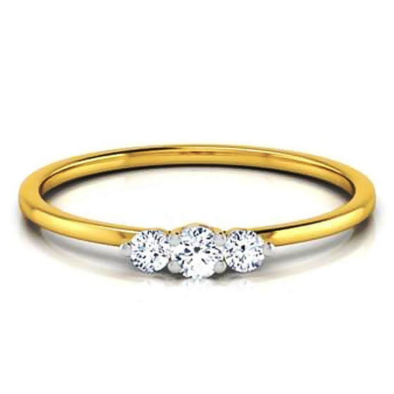 Złoty Pierścionek z Trzema Brylantami 0.09ct