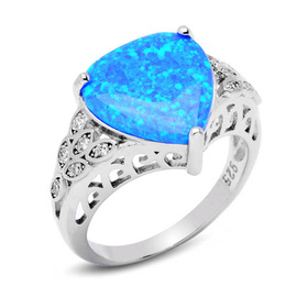 Srebrny Pierścionek z Opalem i Cyrkoniami