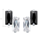 Srebrne Kolczyki Biało Czarne Kamienie