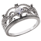 Srebrny Pierścionek w Kształcie Korony z Cyrkonią 