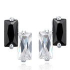 Srebrne Kolczyki Biało Czarne Kamienie