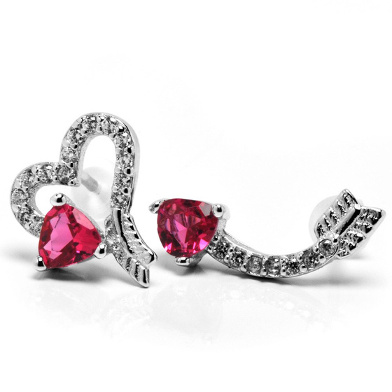 Srebrne Kolczyki Serce i Strzała