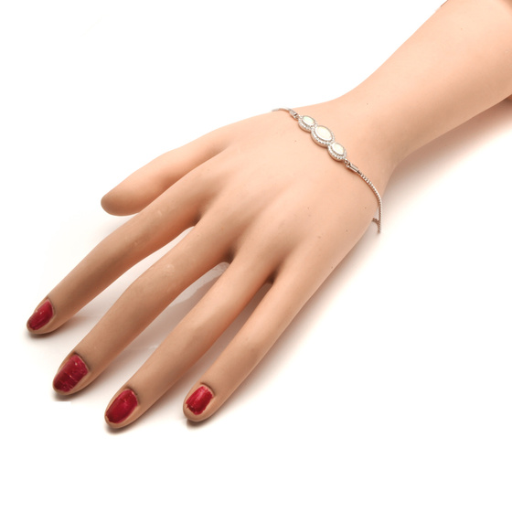 Srebrna Bransoletka z Białym Opalem Regulowana