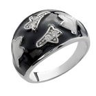 Srebrny Pierścionek Czarna Szeroka Obrączka