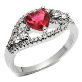 Srebrny Pierścionek z Rubinowym Sercem