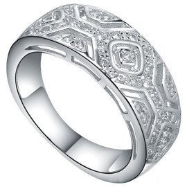 Srebrna Obrączka Wysadzana Białymi Cyrkoniami