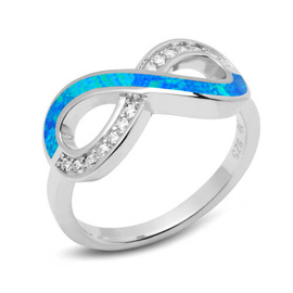 Srebrny Pierścionek Nieskończoność z Opalem