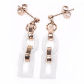 Kolczyki z Białą Ceramiką i Złota Stal Szlachetna