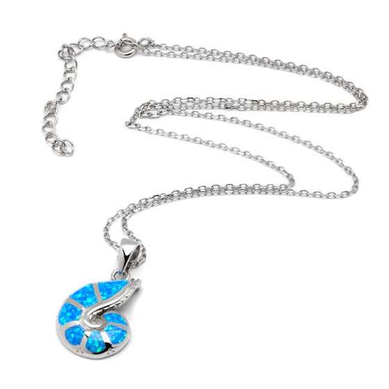 Srebrny Naszyjnik Muszelka z Niebieskim Opalem