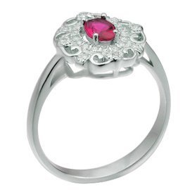 Srebrny Pierścionek z Rubinowym Kamieniem