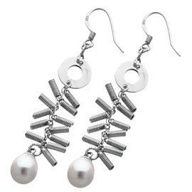Kolczyki Srebrne z Białymi Perłami Długie