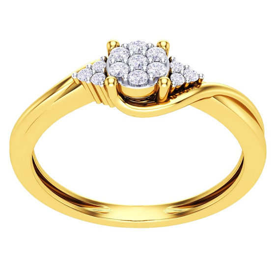 Pierścionek Złoty 375 Wysadzany Diamentami