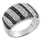 Pierścionek Srebrny z Biało Czarnymi Cyrkoniami