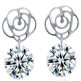 Kolczyki Srebrne z Diamentowymi Cyrkoniami