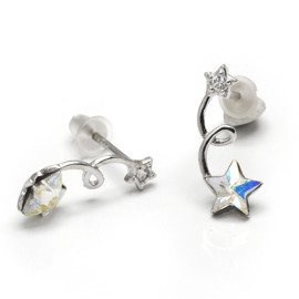 Srebrne Kolczyki z Diamentową Gwiazdką