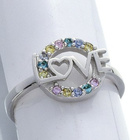 Pierścionek Srebrny z Kolorowymi Cyrkoniami LOVE