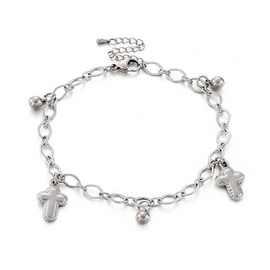 Bransoletka na Nogę z Krzyżykiem Stal Szlachetna