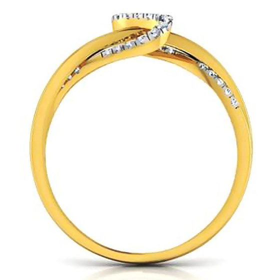 Złoty Pierścionek z Brylantami Przeplatany