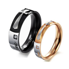 Komplet Obrączek Dla Pary Krzyż Stal Szlachetna