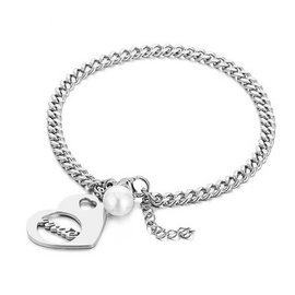 Bransoletka z Serduszkiem i Perłą Stal Szlachetna