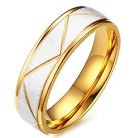 Obrączka z Cyrkoniami Stal Szlachetna Duokolor