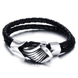 Bransoletka Czarna Skóra Naturalna