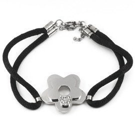 Bransoletka Sznurkowa z Białymi Kryształkami