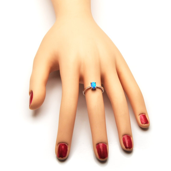 Pierścionek Srebrny z Błękitnym Opalem